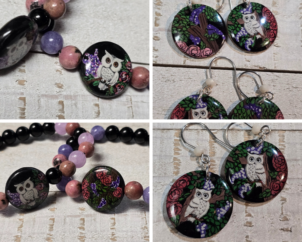 Hand-pained Owl Earrings